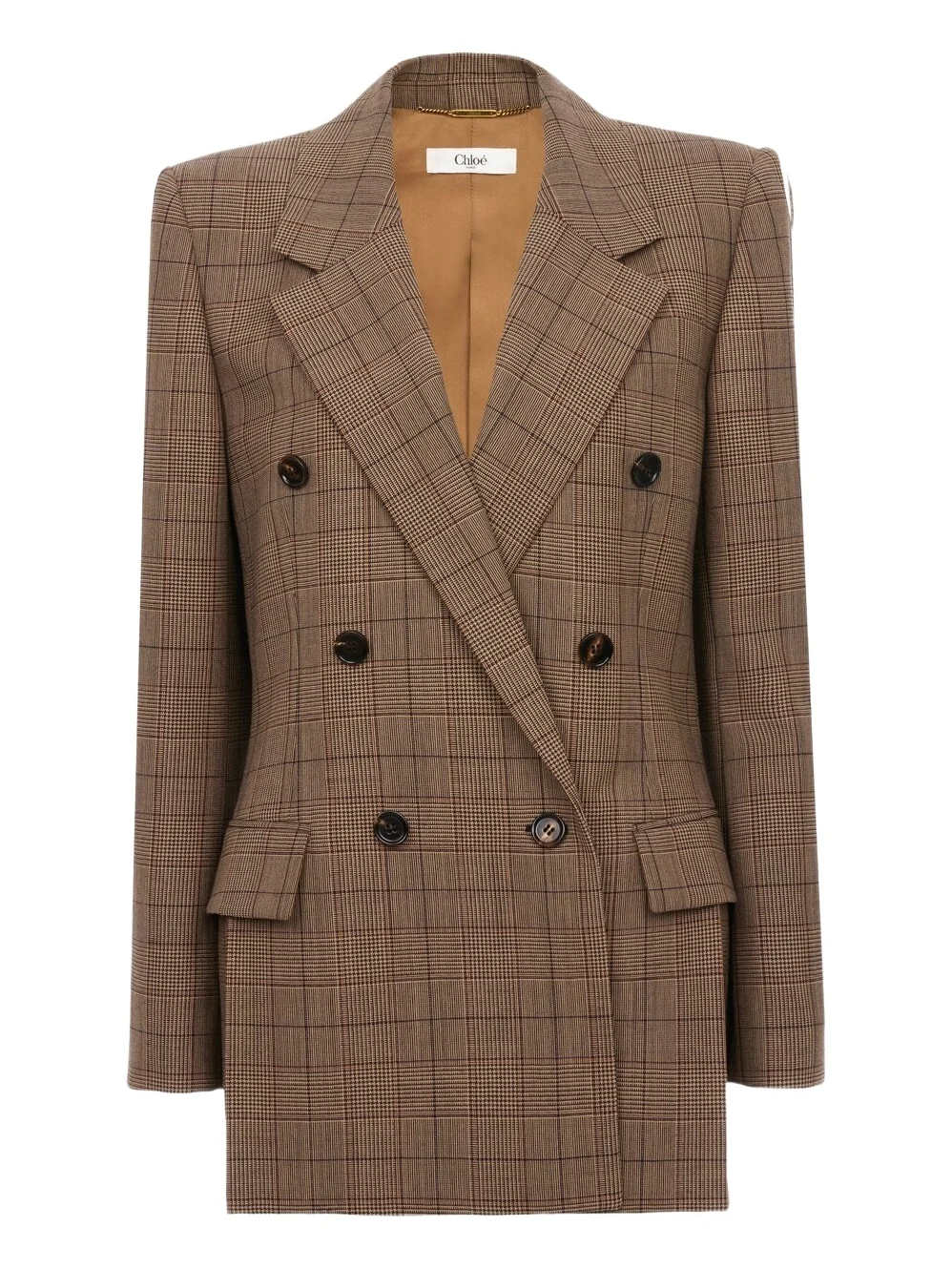 Double-breasted tailored jacket in check wool