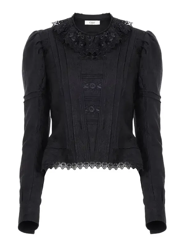 Chloé Fitted jacket in silk-blend jacquard & lace