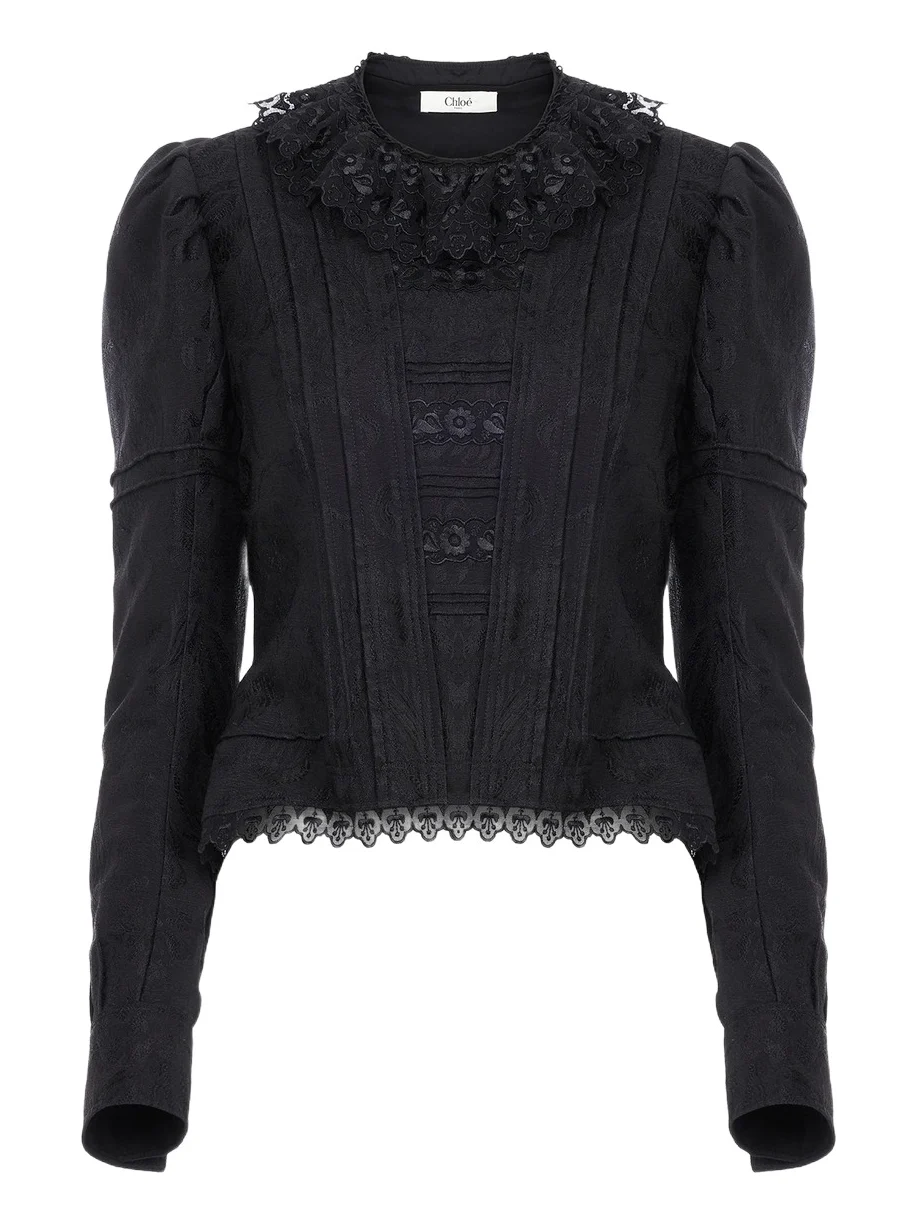 Fitted jacket in silk-blend jacquard & lace Fitted jacket in silk-blend jacquard & lace