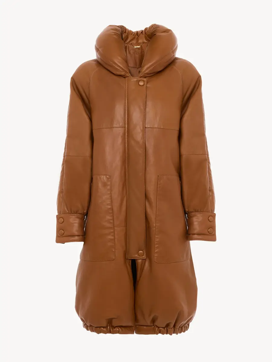 Chloé Long puffer coat in leather | Thumbnail 2