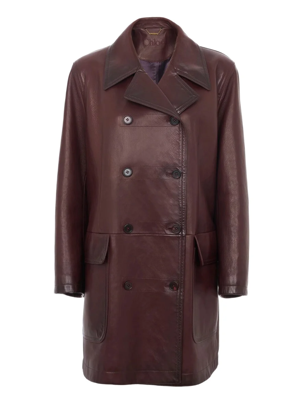 Chloé Double-breasted carcoat in leather