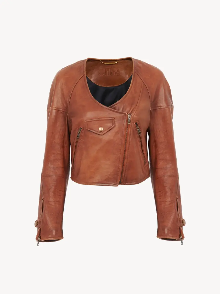 Chloé Cropped scoop-neck jacket in leather | Thumbnail 2 Chloé Cropped scoop-neck jacket in leather | Thumbnail 2