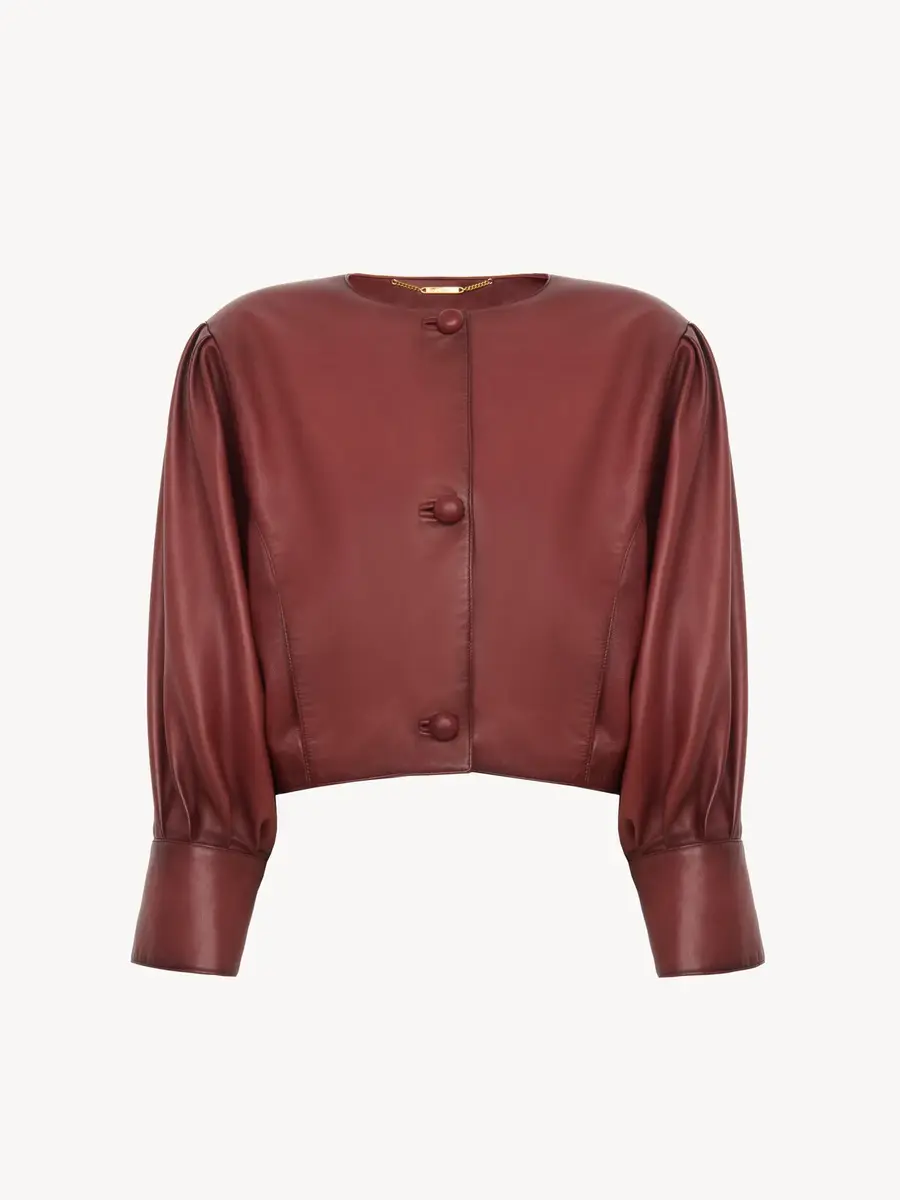 Chloé Cropped collarless jacket in leather | Thumbnail 2 Chloé Cropped collarless jacket in leather | Thumbnail 2