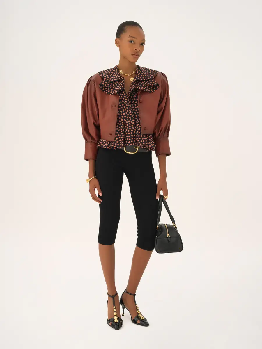 Chloé Cropped collarless jacket in leather | Thumbnail 3 Chloé Cropped collarless jacket in leather | Thumbnail 3