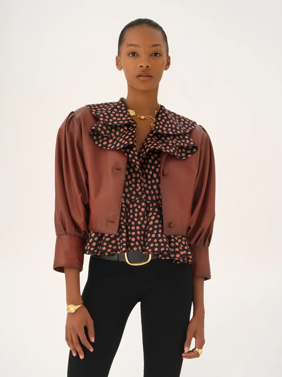 Chloé Cropped collarless jacket in leather | Thumbnail 4 Chloé Cropped collarless jacket in leather | Thumbnail 4