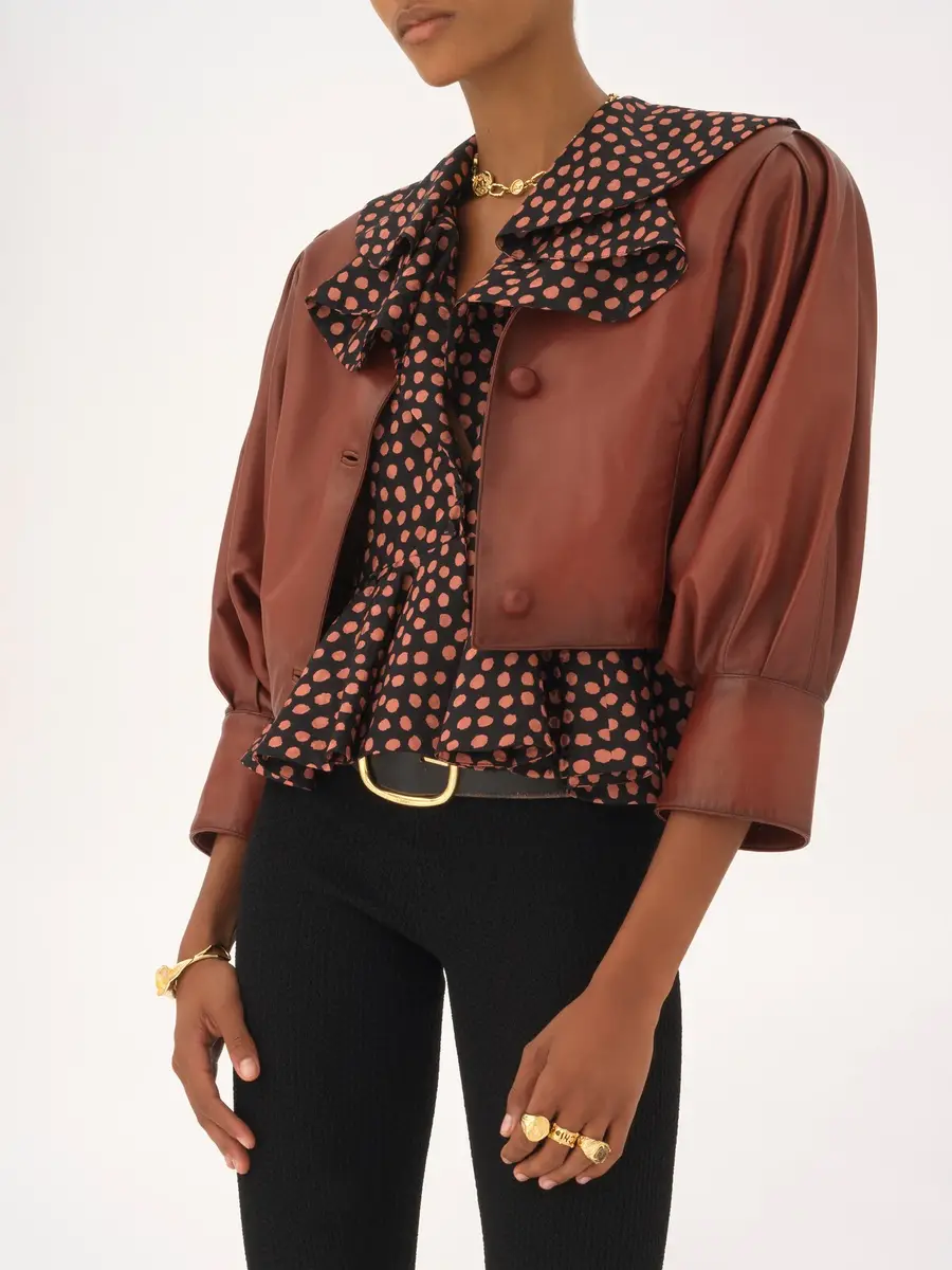 Chloé Cropped collarless jacket in leather | Thumbnail 6 Chloé Cropped collarless jacket in leather | Thumbnail 6