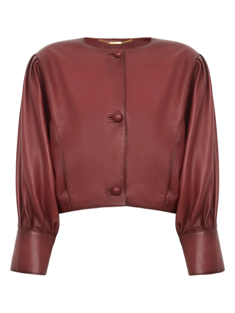 Chloé Cropped collarless jacket in leather