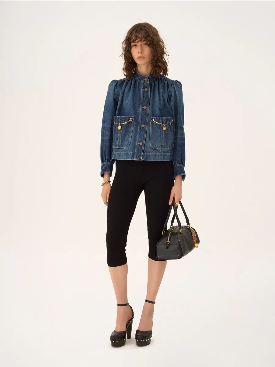 Chloé High-neck gathered jacket in denim | Thumbnail 4