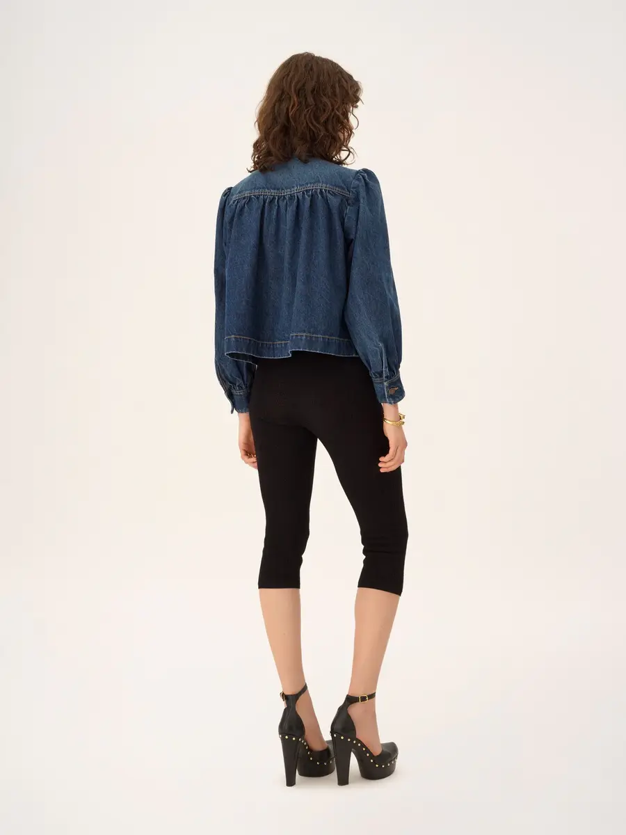 Chloé High-neck gathered jacket in denim | Thumbnail 5