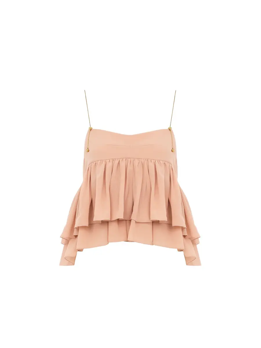 Chloé Sleeveless ruffle top in silk georgette | Thumbnail 2