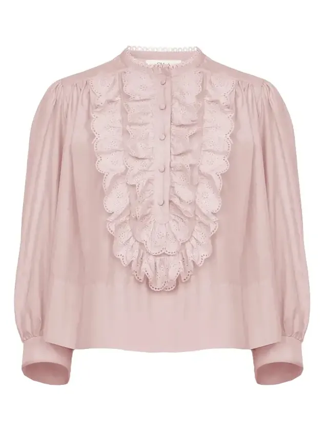 Gathered ruffle top in technical taffeta Gathered ruffle top in technical taffeta