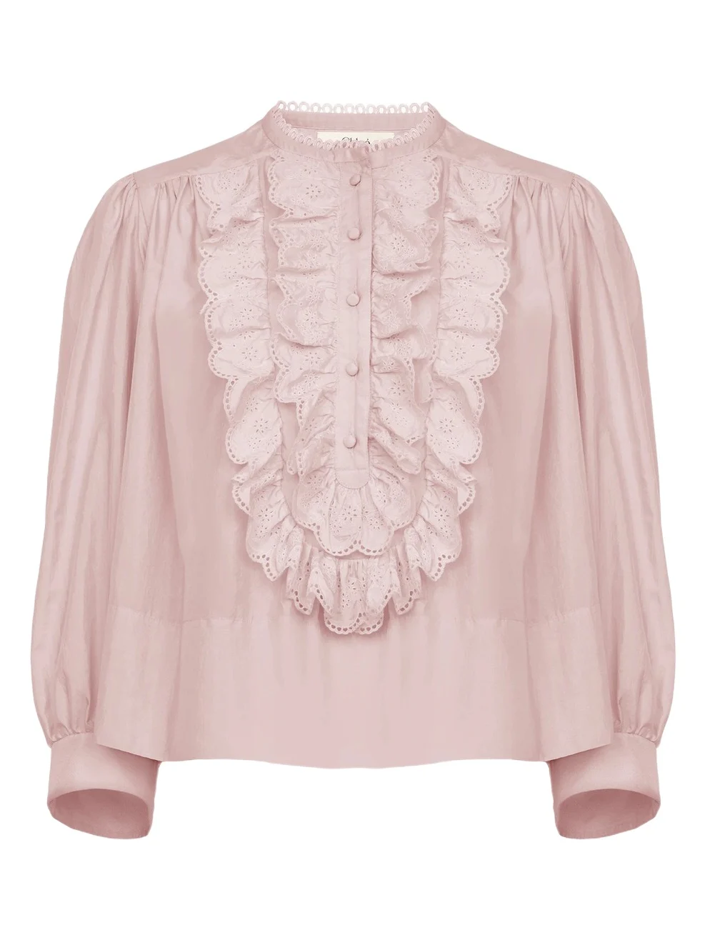 Chloé Gathered ruffle top in technical taffeta