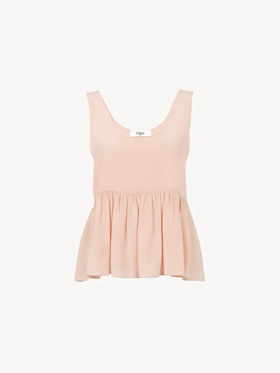 Chloé Gathered sleeveless top in crêpe de chine | Thumbnail 2