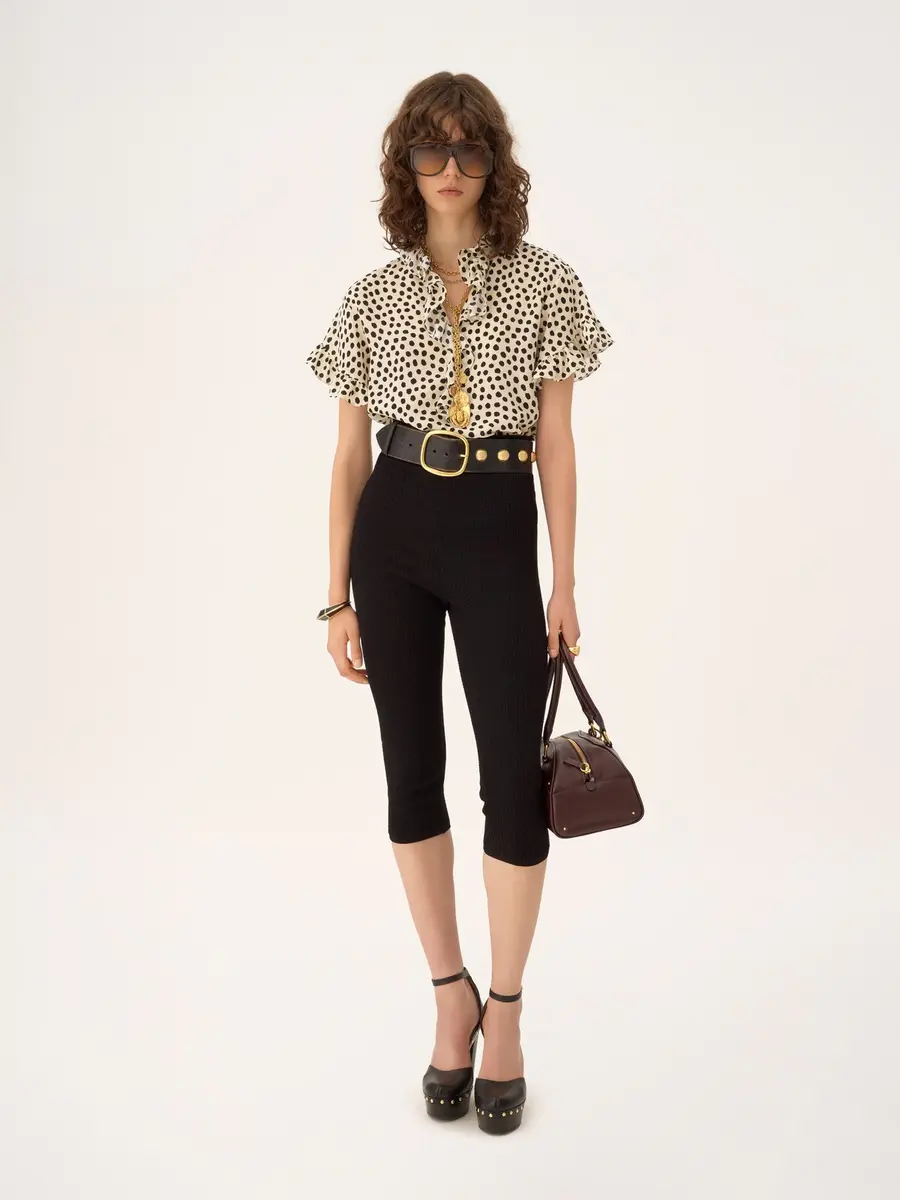 Chloé Short-sleeve ruffle top in crêpe de chine | Thumbnail 3 Chloé Short-sleeve ruffle top in crêpe de chine | Thumbnail 3