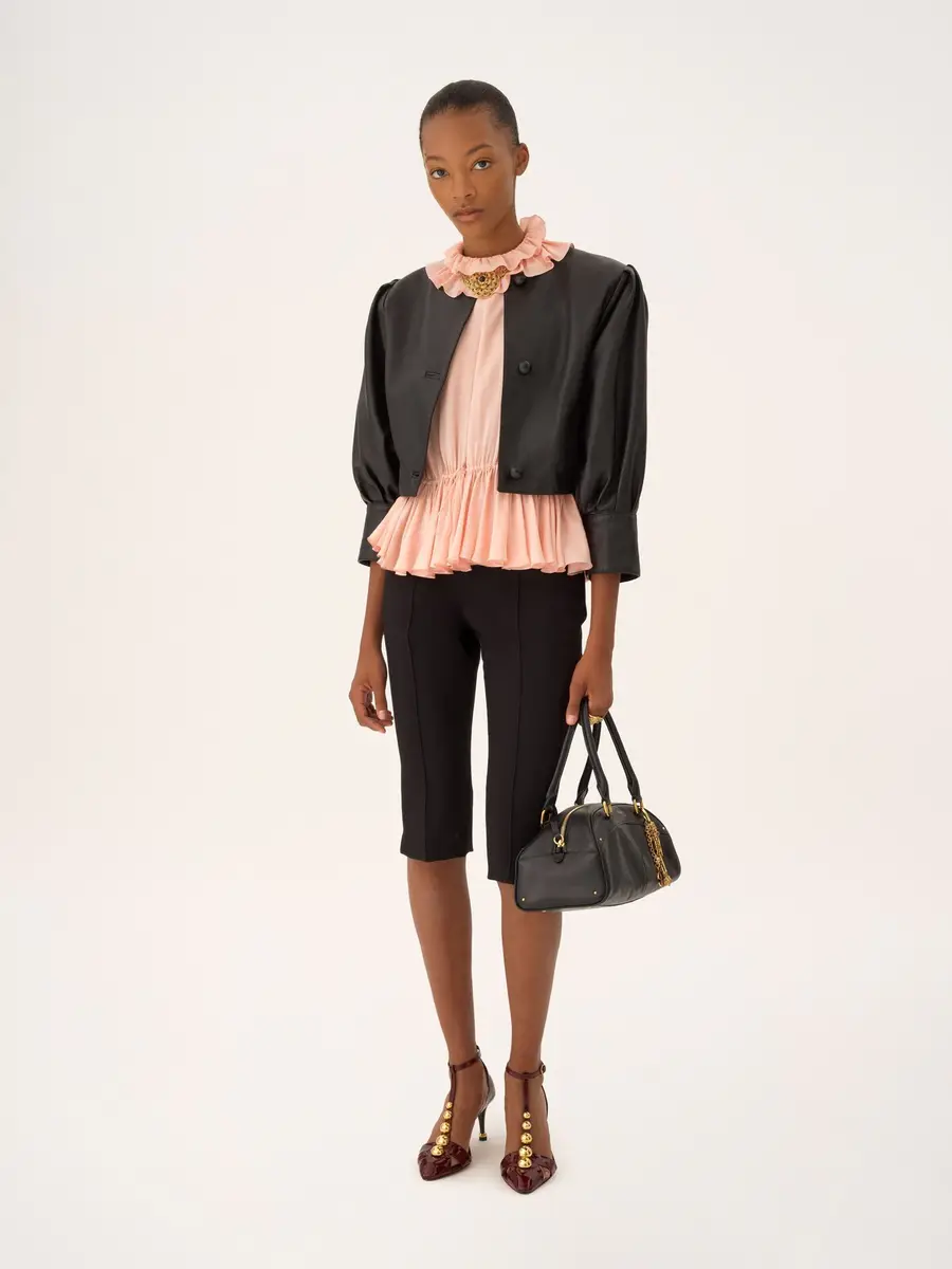 Chloé Drawstring ruffle top in jacquard silk | Thumbnail 3 Chloé Drawstring ruffle top in jacquard silk | Thumbnail 3