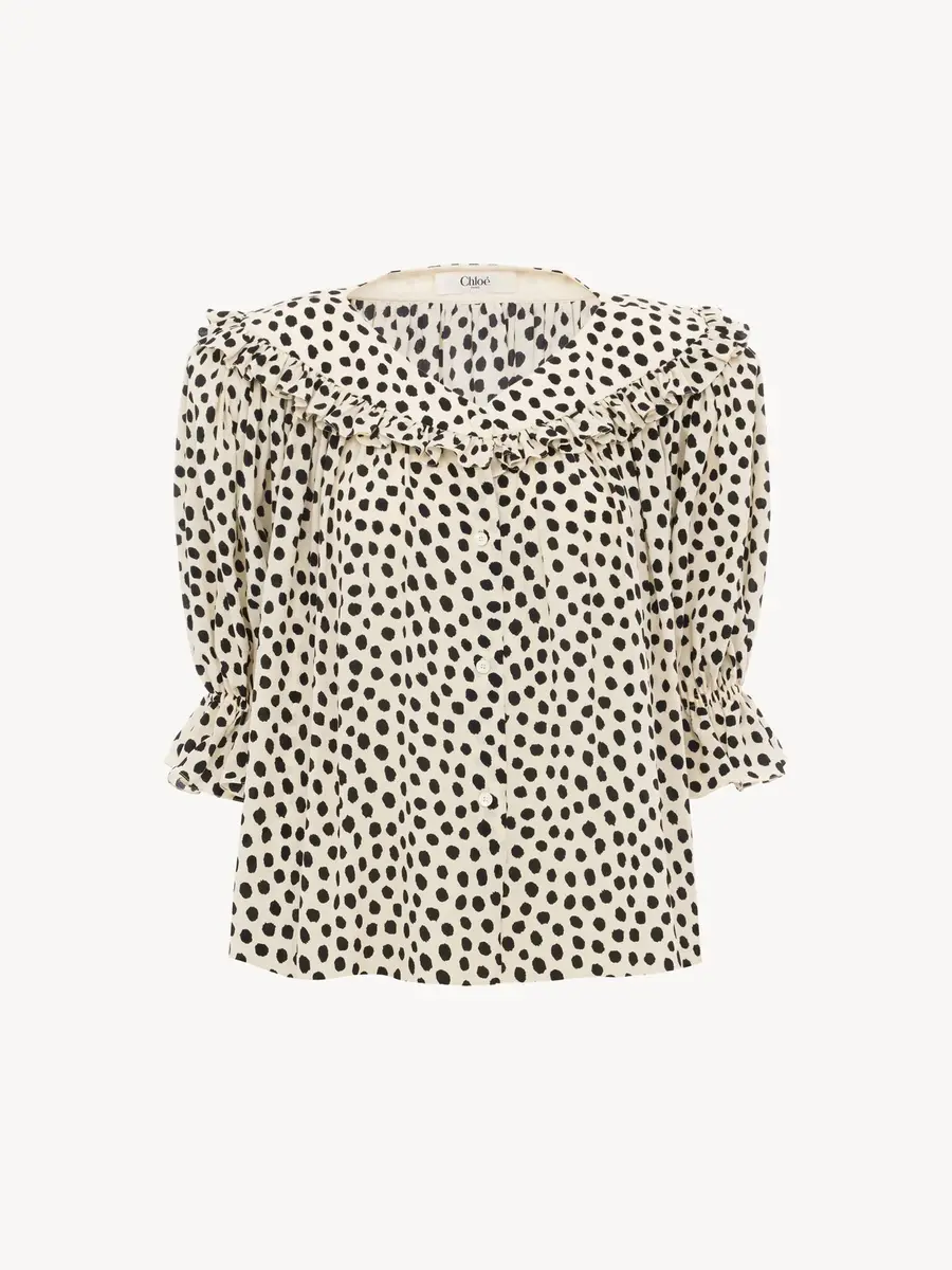 Chloé Puff-sleeve ruffle top in crêpe de chine | Thumbnail 2 Chloé Puff-sleeve ruffle top in crêpe de chine | Thumbnail 2