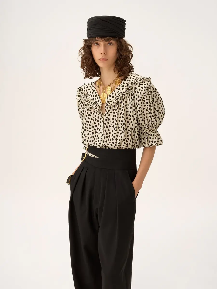 Chloé Puff-sleeve ruffle top in crêpe de chine | Thumbnail 4 Chloé Puff-sleeve ruffle top in crêpe de chine | Thumbnail 4