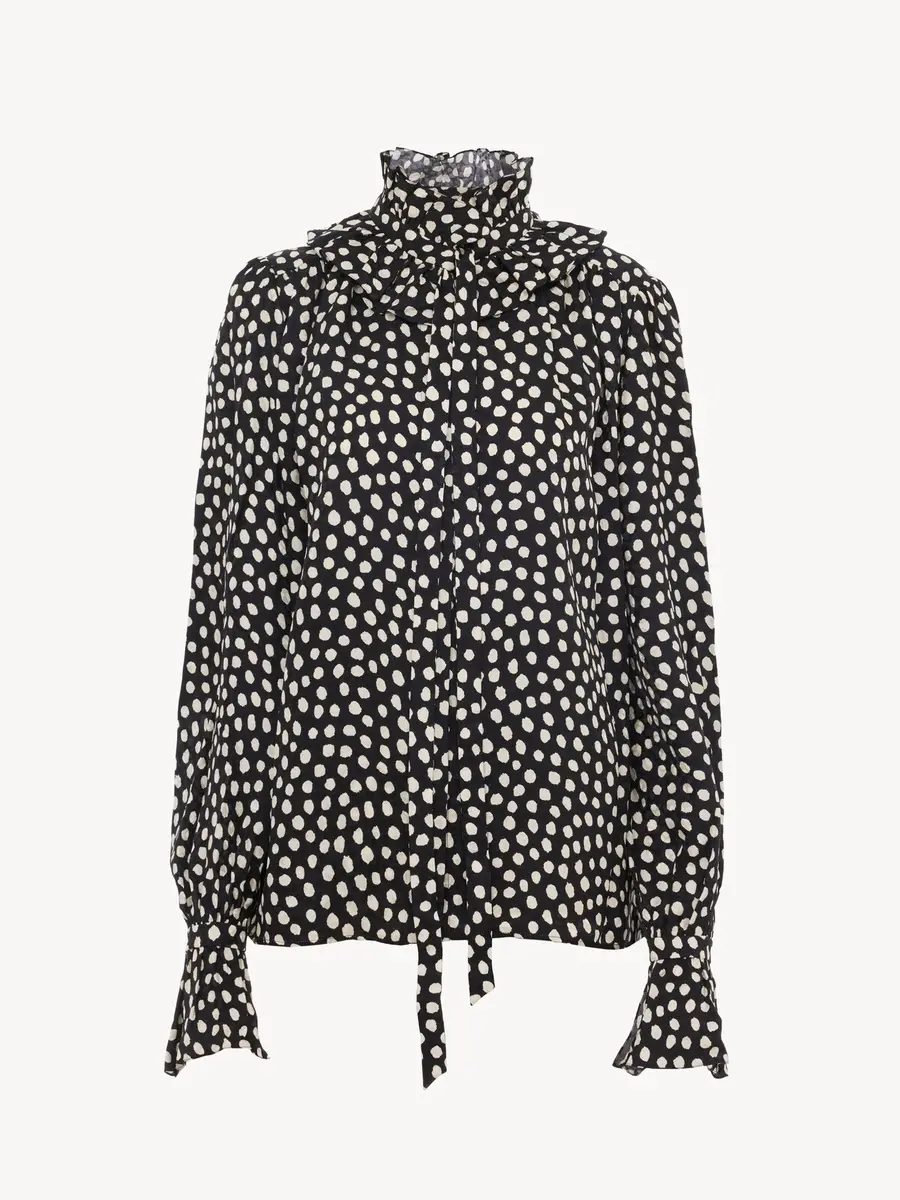Chloé Tie-front ruffled blouse in silk jacquard | Thumbnail 2 Chloé Tie-front ruffled blouse in silk jacquard | Thumbnail 2
