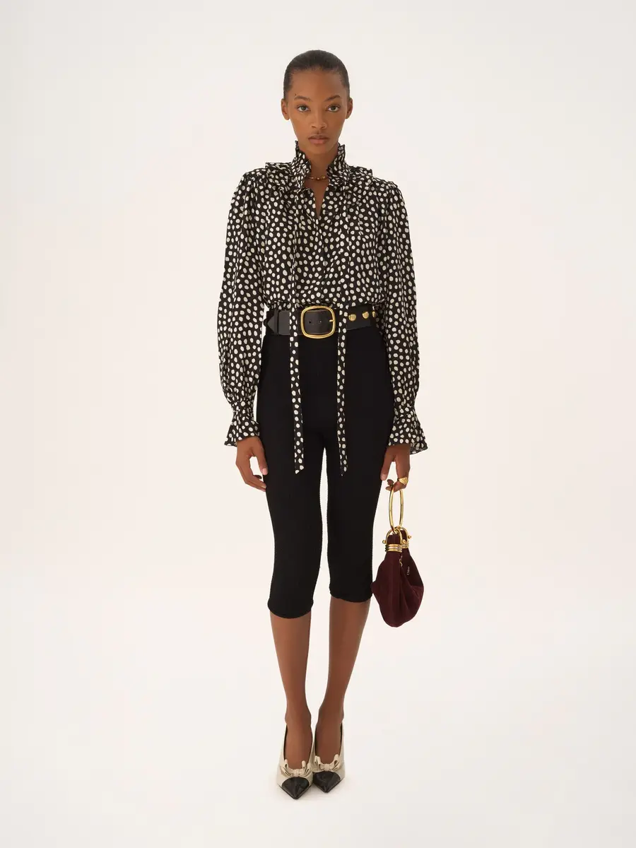 Chloé Tie-front ruffled blouse in silk jacquard | Thumbnail 3 Chloé Tie-front ruffled blouse in silk jacquard | Thumbnail 3