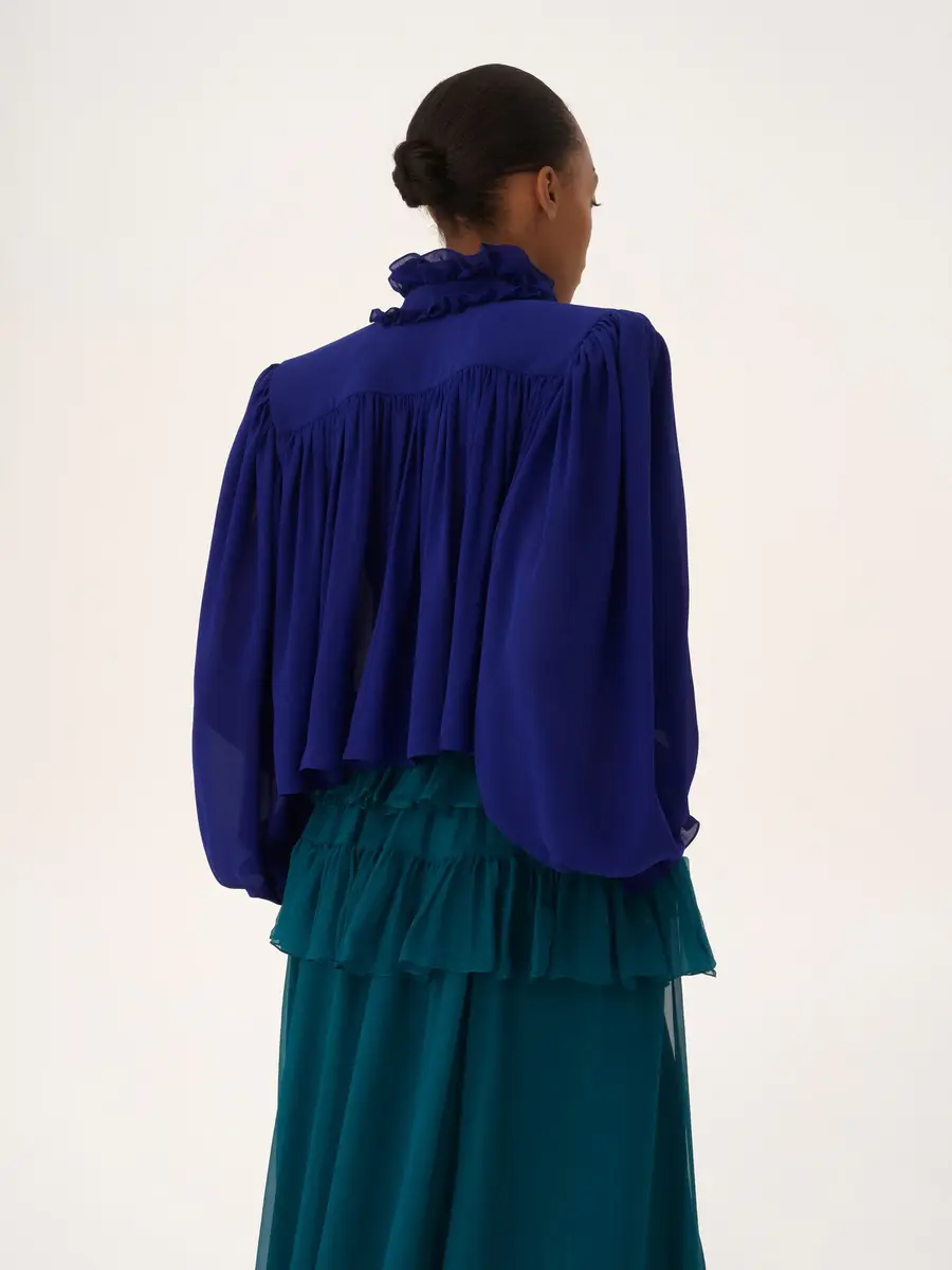Chloé Maxi gathered high-neck top in silk georgette | Thumbnail 5 Chloé Maxi gathered high-neck top in silk georgette | Thumbnail 5