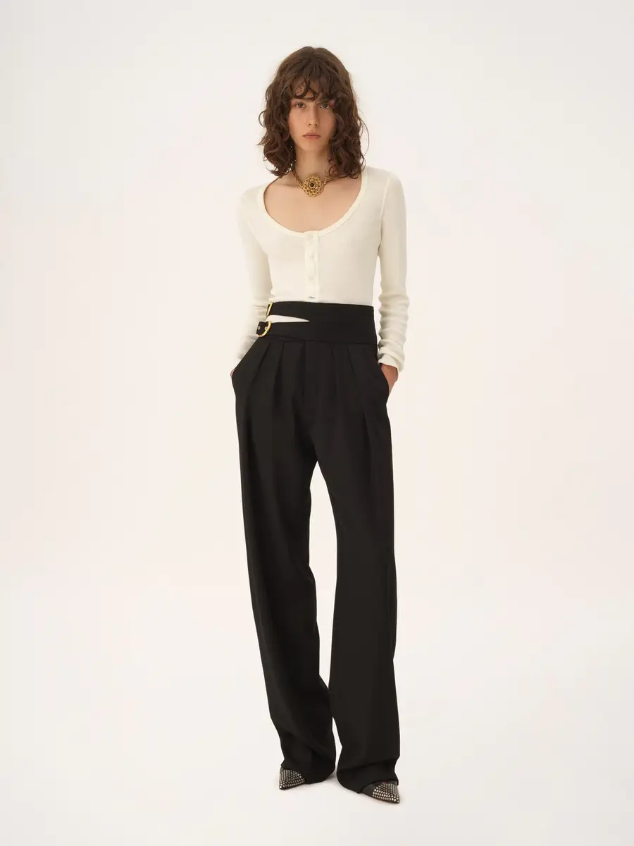 Chloé Scoop-neck Henley shirt in cotton jersey | Thumbnail 3 Chloé Scoop-neck Henley shirt in cotton jersey | Thumbnail 3