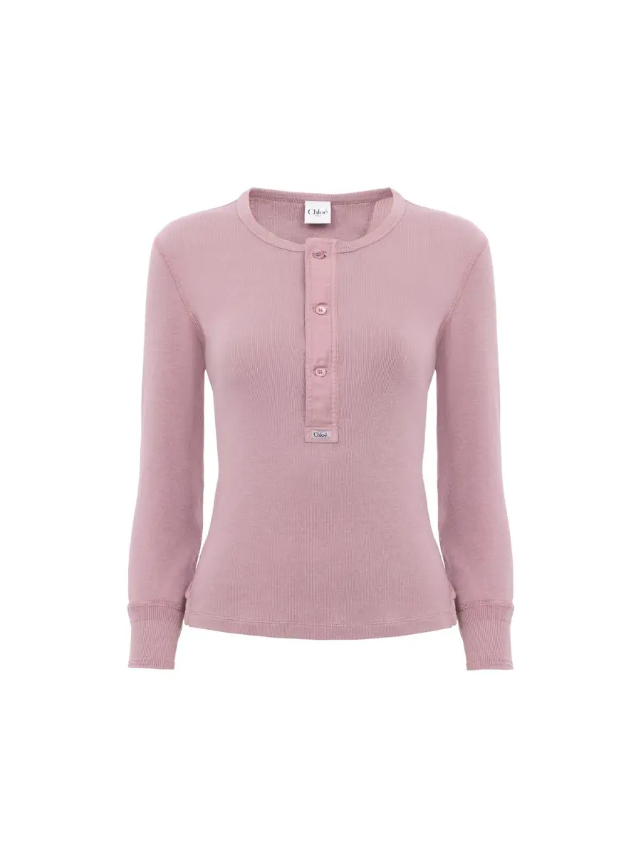 Chloé Fitted Henley shirt in cotton jersey | Thumbnail 2 Chloé Fitted Henley shirt in cotton jersey | Thumbnail 2