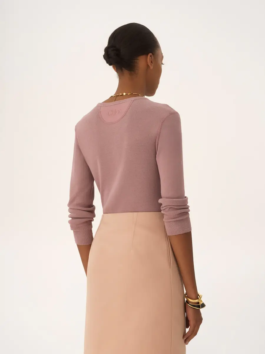 Chloé Fitted Henley shirt in cotton jersey | Thumbnail 5 Chloé Fitted Henley shirt in cotton jersey | Thumbnail 5