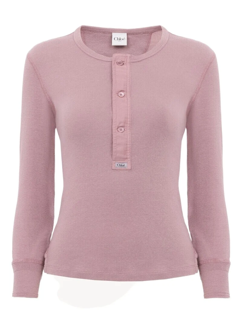 Chloé Fitted Henley shirt in cotton jersey