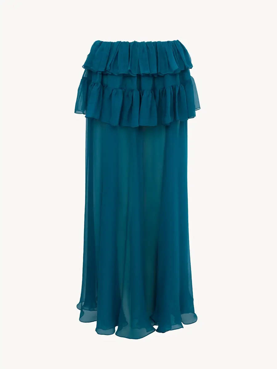 Chloé Ruffled long skirt in silk mousseline | Thumbnail 2 Chloé Ruffled long skirt in silk mousseline | Thumbnail 2