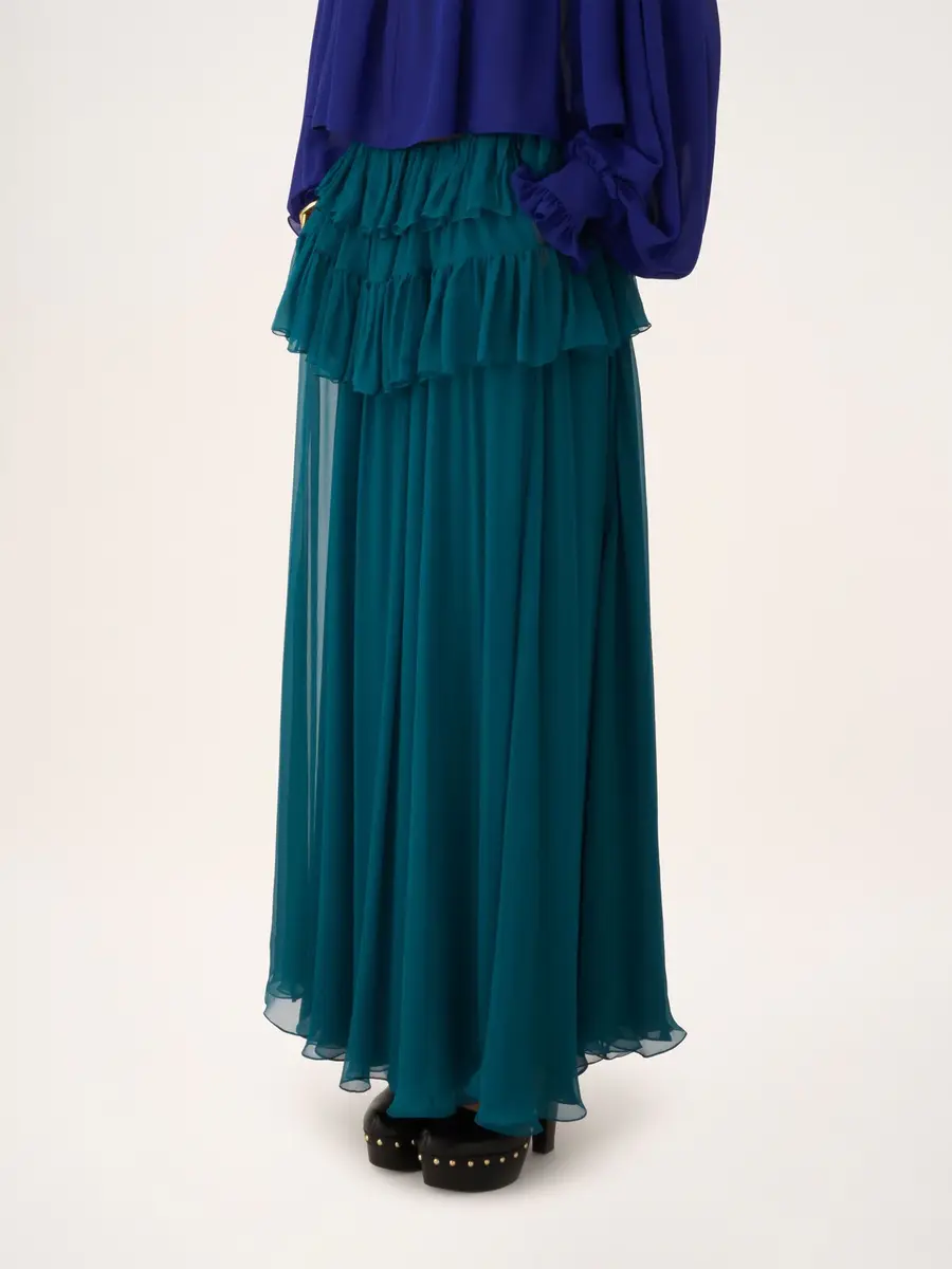 Chloé Ruffled long skirt in silk mousseline | Thumbnail 4 Chloé Ruffled long skirt in silk mousseline | Thumbnail 4