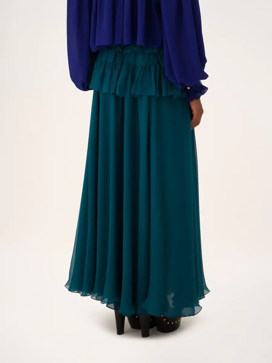 Chloé Ruffled long skirt in silk mousseline | Thumbnail 5 Chloé Ruffled long skirt in silk mousseline | Thumbnail 5