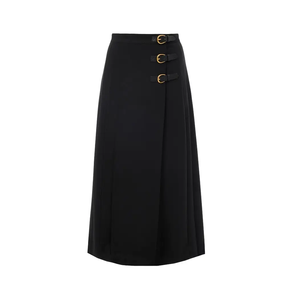 Chloé Pleated midi skirt in wool grain de poudre | Image 1 Chloé Pleated midi skirt in wool grain de poudre | Image 1