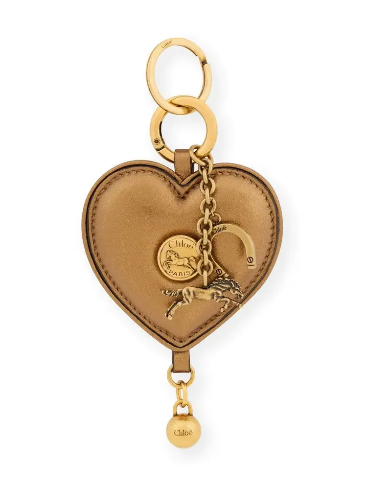 Chloé Symbols Heart key ring bag charm in metallized leather Chloé Symbols Heart key ring bag charm in metallized leather