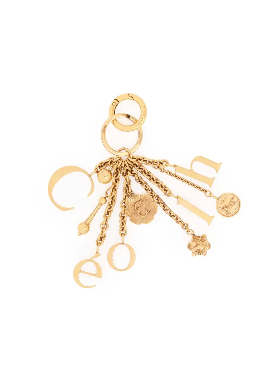 Chloé Chloé Symbols Logo key ring bag charm in brass | Thumbnail 2 Chloé Chloé Symbols Logo key ring bag charm in brass | Thumbnail 2