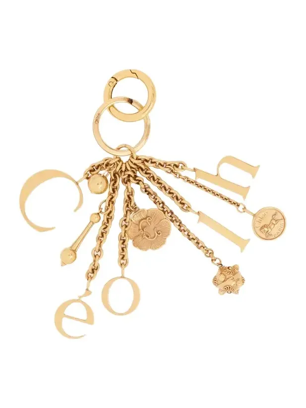 Chloé Symbols Logo key ring bag charm in brass Chloé Symbols Logo key ring bag charm in brass