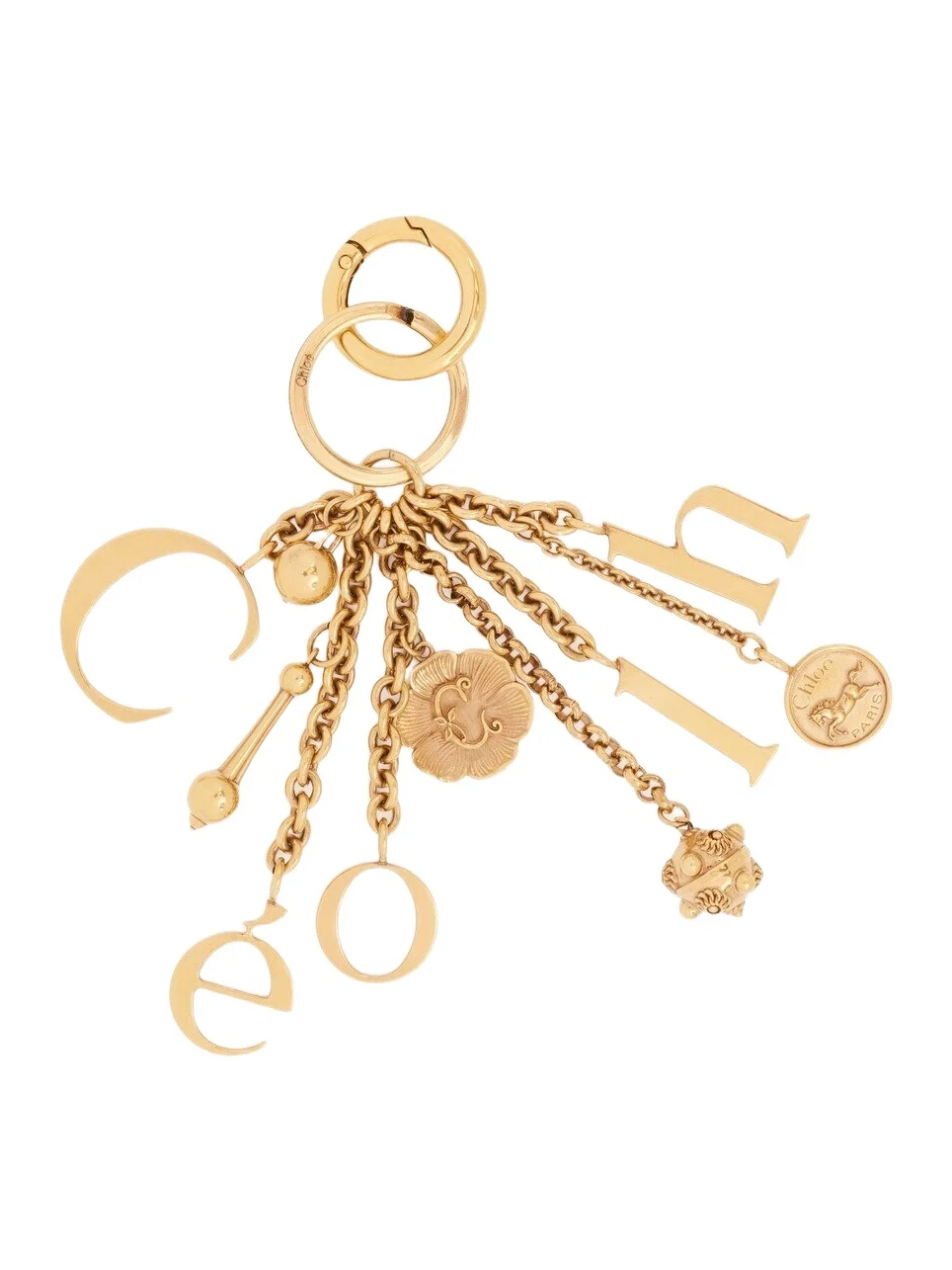Chloé Chloé Symbols Logo key ring bag charm in brass
