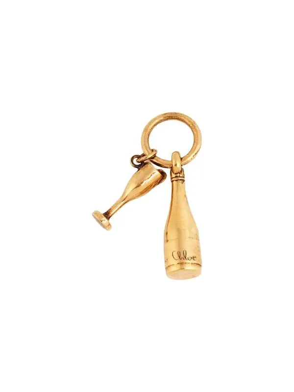 Bottle & Glass charm in brass