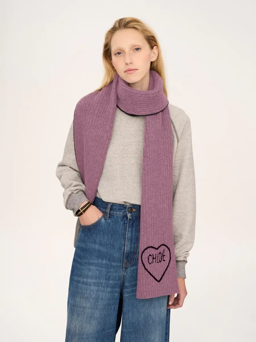 Chloé The Chloé Encoeur scarf in wool & cashmere | Thumbnail 2 Chloé The Chloé Encoeur scarf in wool & cashmere | Thumbnail 2