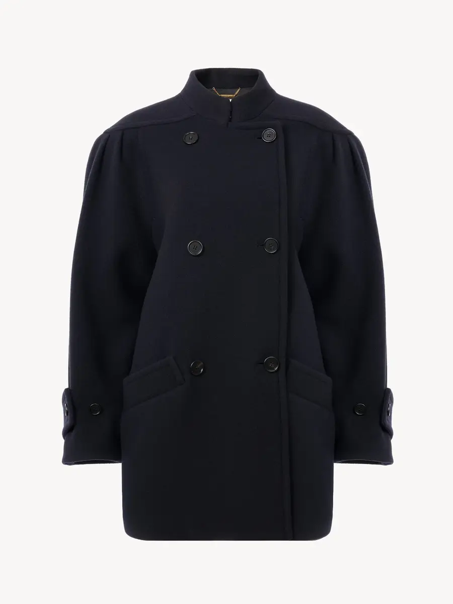Chloé High-neck double-breasted coat in wool | Thumbnail 2