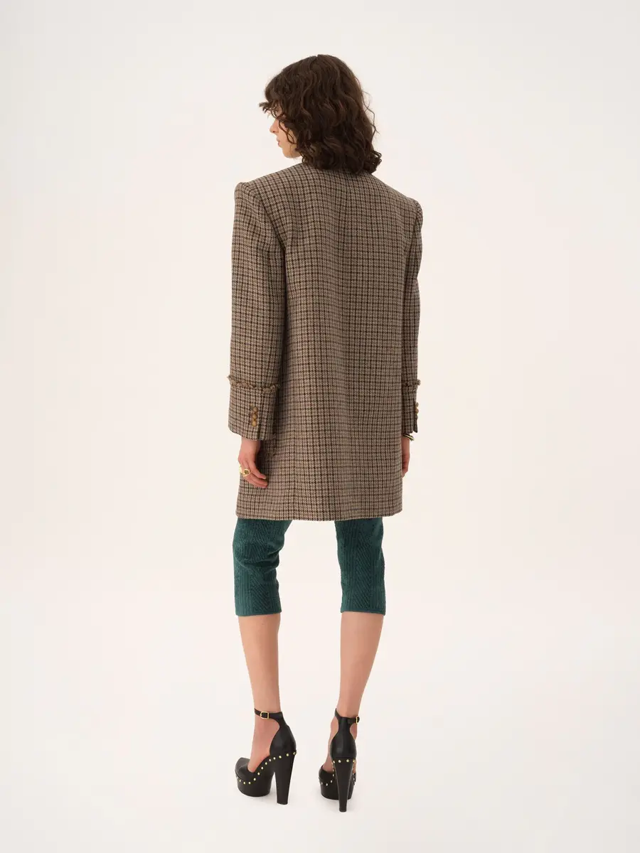 Chloé Single-breasted collarless coat in houndstooth wool | Thumbnail 5 Chloé Single-breasted collarless coat in houndstooth wool | Thumbnail 5