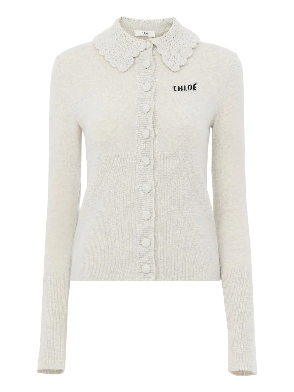 Fitted logo cardigan in a wool knit