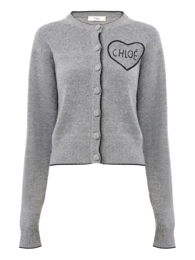 Fitted logo cardigan in a wool & cashmere knit Fitted logo cardigan in a wool & cashmere knit