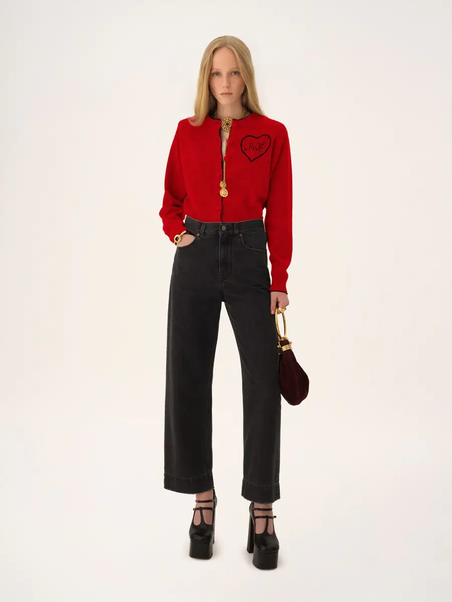 Chloé Fitted logo cardigan in a wool & cashmere knit | Thumbnail 3 Chloé Fitted logo cardigan in a wool & cashmere knit | Thumbnail 3