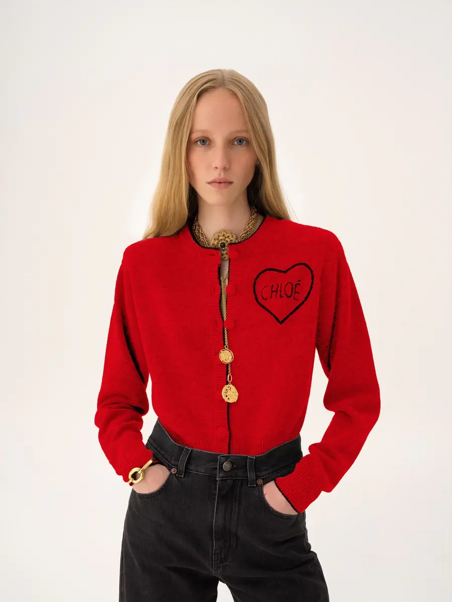 Chloé Fitted logo cardigan in a wool & cashmere knit | Thumbnail 4 Chloé Fitted logo cardigan in a wool & cashmere knit | Thumbnail 4
