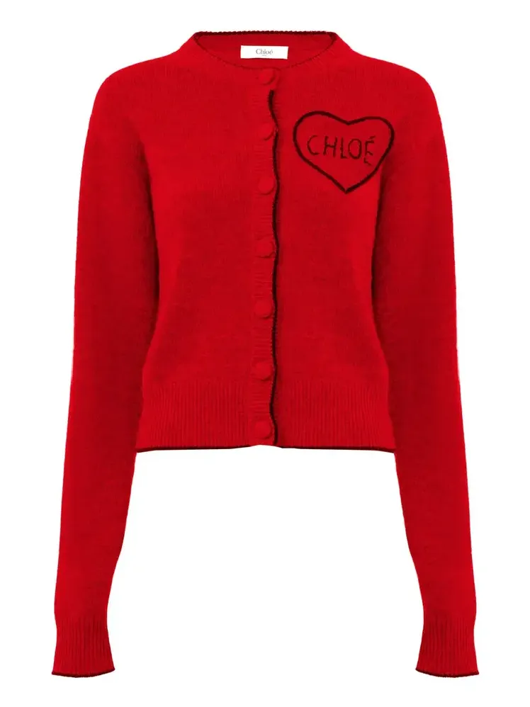 Fitted logo cardigan in a wool & cashmere knit Fitted logo cardigan in a wool & cashmere knit