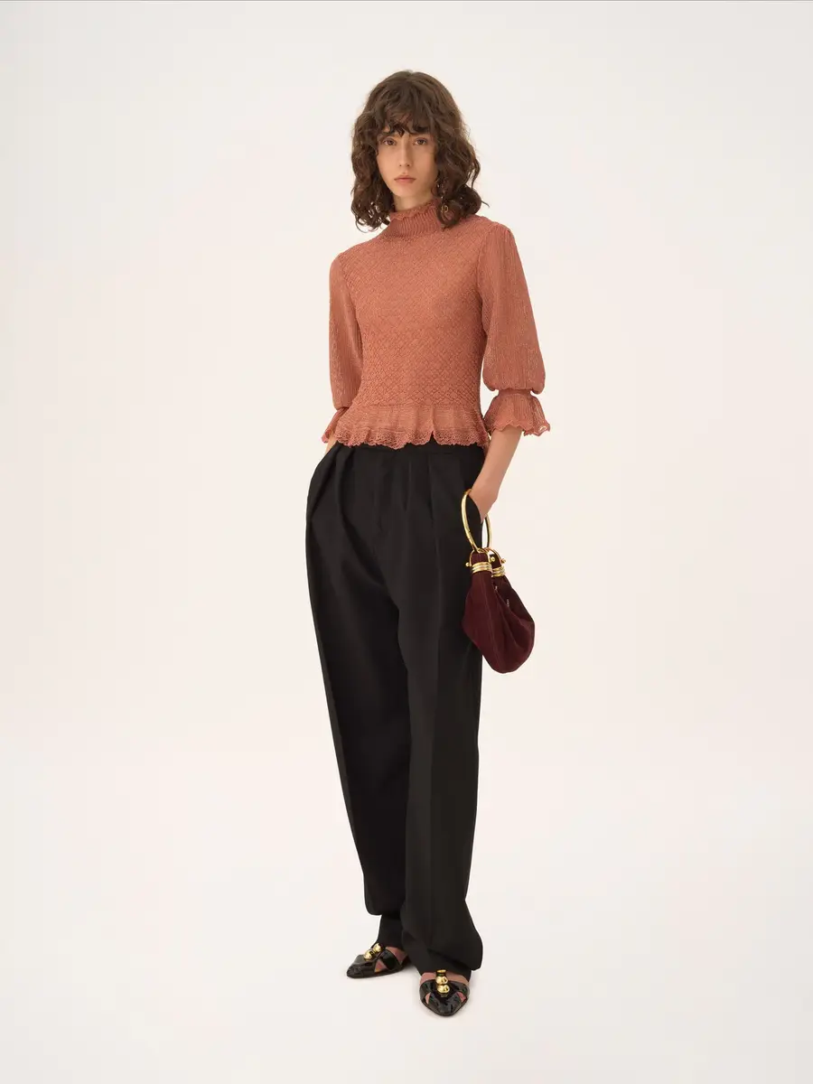 Chloé Ruffled puff-sleeve sweater in a lurex knit | Thumbnail 3 Chloé Ruffled puff-sleeve sweater in a lurex knit | Thumbnail 3
