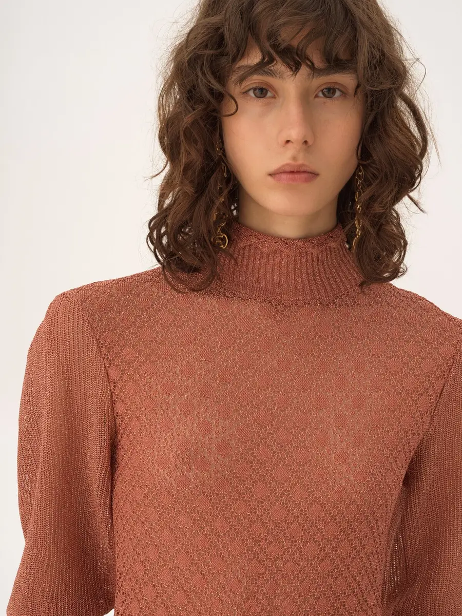 Chloé Ruffled puff-sleeve sweater in a lurex knit | Thumbnail 7 Chloé Ruffled puff-sleeve sweater in a lurex knit | Thumbnail 7