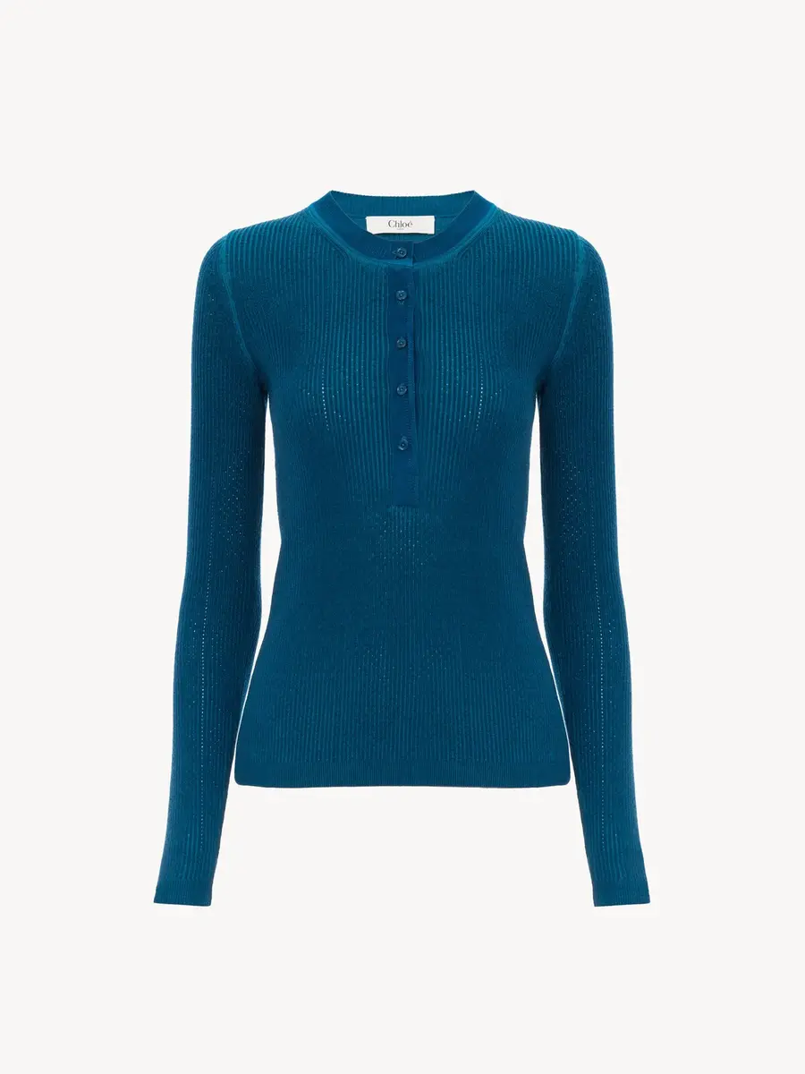 Chloé Henley shirt in a merino wool knit | Thumbnail 2 Chloé Henley shirt in a merino wool knit | Thumbnail 2