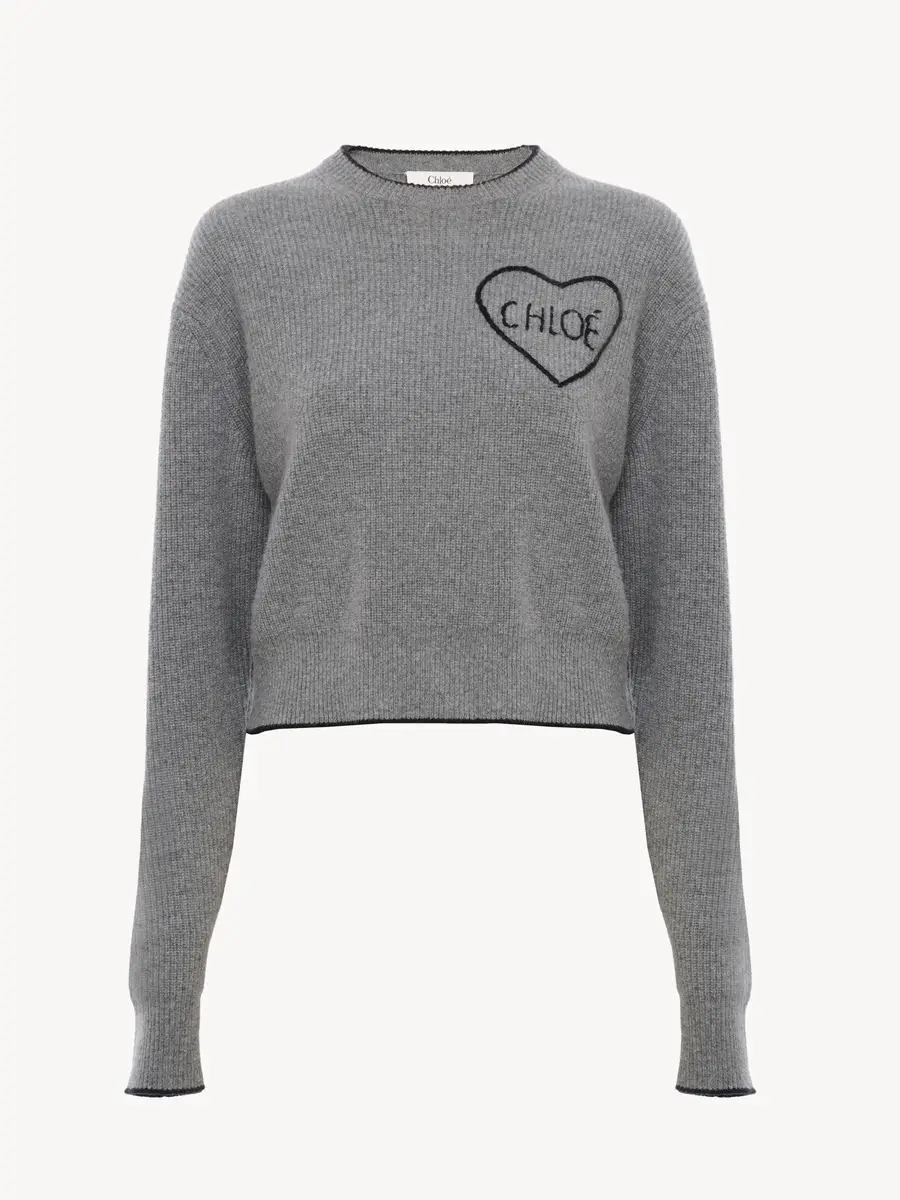 Chloé Cropped fitted logo sweater in a wool knit | Thumbnail 2 Chloé Cropped fitted logo sweater in a wool knit | Thumbnail 2