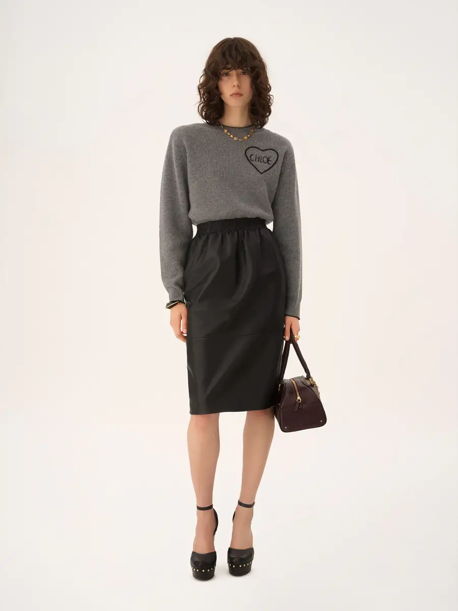 Chloé Cropped fitted logo sweater in a wool knit | Thumbnail 3 Chloé Cropped fitted logo sweater in a wool knit | Thumbnail 3